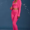 Cable Knit Foldover Flared Trousers in Hot Pink
