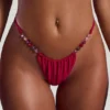 Cabo Bead-Embellished Triangle Bikini Top in Raspberry Pink