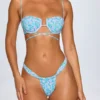 Cagliari Ruched Thong Bikini Bottoms in Pastel Muti Print