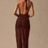 Caicos Cut-Out Halterneck Maxi Dress in Espresso Brown