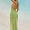 Caicos Cut-Out Halterneck Maxi Dress in Olive Green