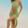 Caicos Cut-Out Halterneck Maxi Dress in Olive Green