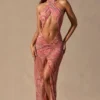 Caicos Cut-Out Halterneck Maxi Dress in Paisley Print