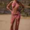 Caicos Cut-Out Halterneck Maxi Dress in Paisley Print