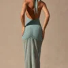 Caicos Cut-Out Halterneck Maxi Dress in Seafoam Green