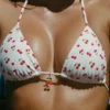 Calella Charm-Detail Triangle Bikini Top in Cherry Print