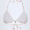 Calella Charm-Detail Triangle Bikini Top in Cherry Print