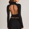 Cali Modal Ruched Mid-Rise Mini Skirt in Black
