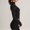 Cali Modal Ruched Mid-Rise Mini Skirt in Black