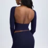 Cali Modal Ruched Mid-Rise Mini Skirt in True Navy