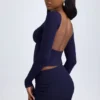 Cali Modal Ruched Mid-Rise Mini Skirt in True Navy
