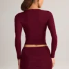 Cali Modal Ruched Mid-Rise Mini Skirt in Wine Red