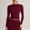 Cali Modal Ruched Mid-Rise Mini Skirt in Wine Red