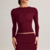 Cali Modal Ruched Mid-Rise Mini Skirt in Wine Red