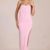 Caliane Bandeau Draped Maxi Dress in Blossom Pink