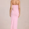 Caliane Bandeau Draped Maxi Dress in Blossom Pink