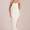 Caliane Bandeau Draped Maxi Dress in Ivory