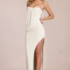Caliane Bandeau Draped Maxi Dress in Ivory