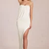 Caliane Bandeau Draped Maxi Dress in Ivory