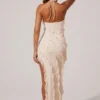 Calico Cross Strap Ruffle Floor Length Dress in Ivory