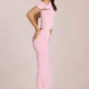 Calisse Asymmetric Drape Maxi Dress in Blossom Pink