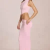 Calisse Asymmetric Drape Maxi Dress in Blossom Pink
