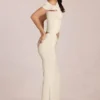 Calisse Asymmetric Drape Maxi Dress in Ivory