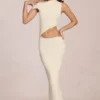 Calisse Asymmetric Drape Maxi Dress in Ivory