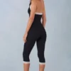 Calla Modal Lace-Trim Capri Jumpsuit  in Black