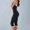 Calla Modal Lace-Trim Capri Jumpsuit  in Black