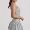Callie Embellished Bubble Hem Mini Dress in Silver