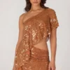 Cassiana Embellished Micro Mini Skirt in Bronze