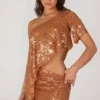 Cassiana Embellished Micro Mini Skirt in Bronze