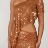 Cassiana Embellished Micro Mini Skirt in Bronze