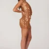 Cassiana Embellished Micro Mini Skirt in Bronze