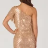 Callista Embellished One-Shoulder Asymmetric Top in Gold