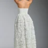 Camellia Embellished Floral-Appliqué Corset Gown in White