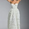 Camellia Embellished Floral-Appliqué Corset Gown in White