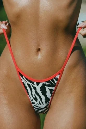 Camogli Thong Bikini Bottoms in Zebra Print