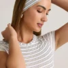 Candy Modal Ribbed Headband in Blue & Yellow Stripe