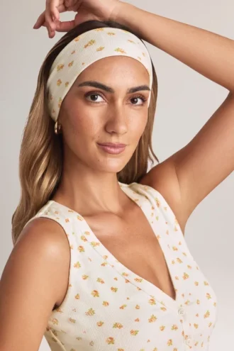 Candy Modal Ribbed Headband in Floral Print