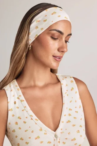 Candy Modal Ribbed Headband in Floral Print