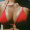 Canggu Charm-Detail Triangle Bikini Top in Fiery Red