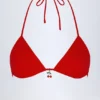 Canggu Charm-Detail Triangle Bikini Top in Fiery Red