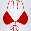 Canggu Charm-Detail Triangle Bikini Top in Fiery Red
