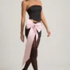 Carola Satin Bow-Detail Low-Rise Mini Skirt in Black