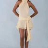 Carolina Halterneck Mini Dress in Butter Yellow
