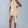 Carolina Halterneck Mini Dress in Butter Yellow