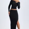 Carolina Modal Low-Rise Maxi Skirt in Black