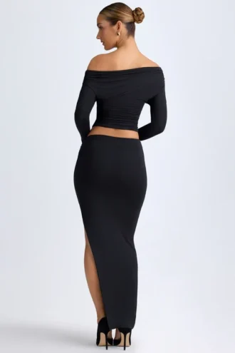 Carolina Modal Low-Rise Maxi Skirt in Black